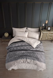 L'essentiel linge de maison Creative - Gris y Gris Oscuro, Juego de Funda Nórdica Doble